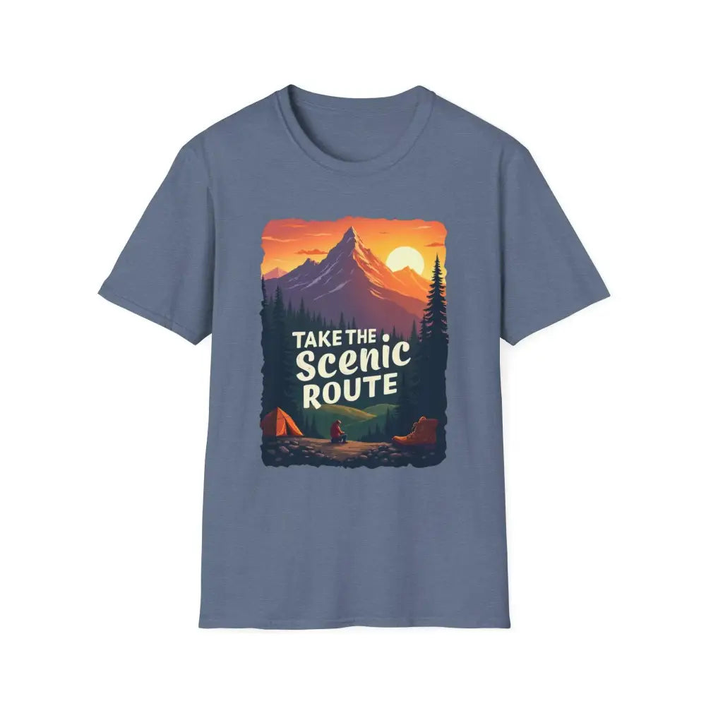 Blue Mountain Graphic Scenic Route T Shirt featuring a stunning mountain design