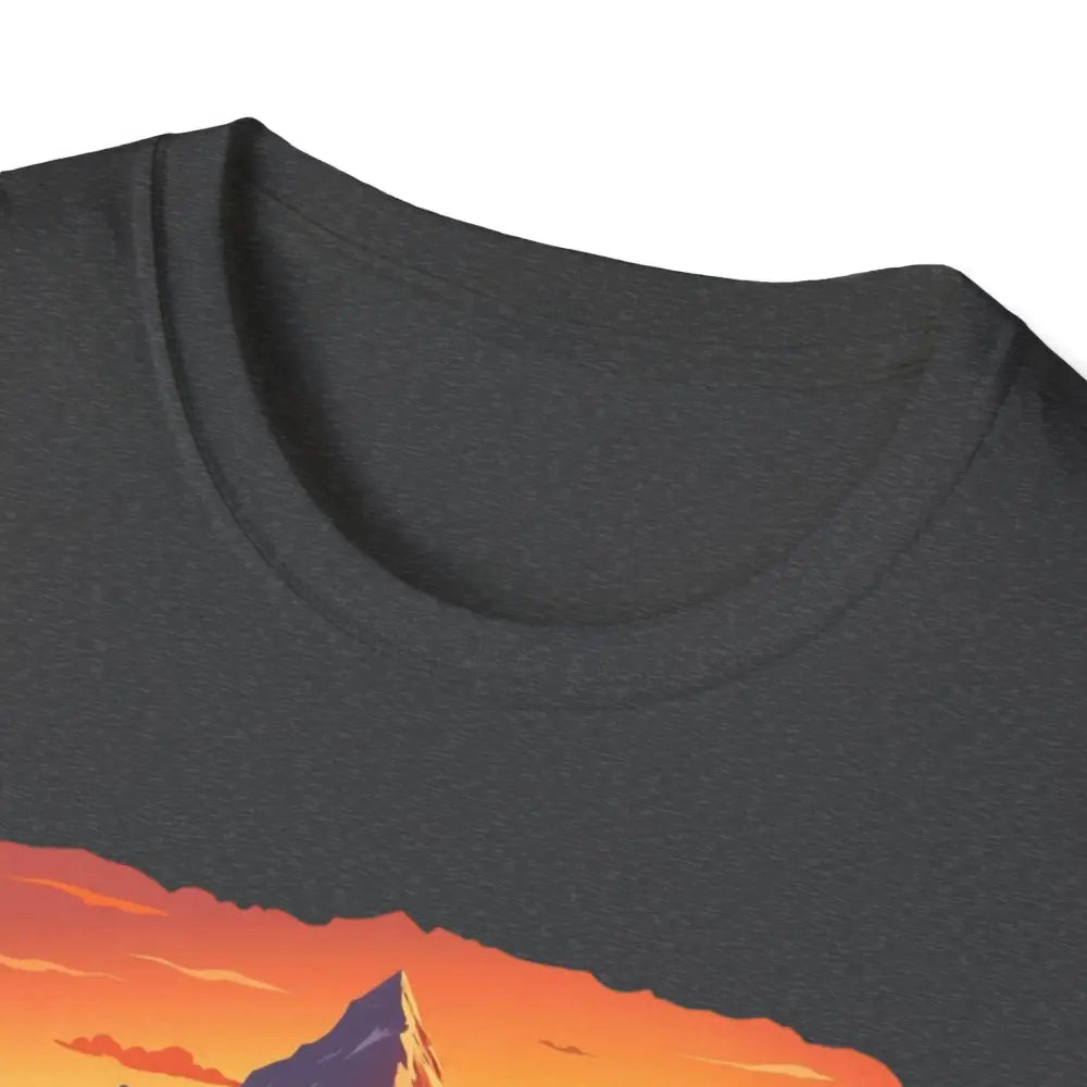 Black T-shirt featuring a mountain graphic from the Mountain Graphic Scenic Route collection