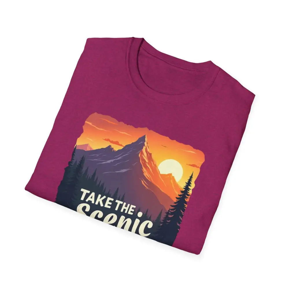 Maroon Mountain Graphic Scenic Route T Shirt featuring a striking mountain design