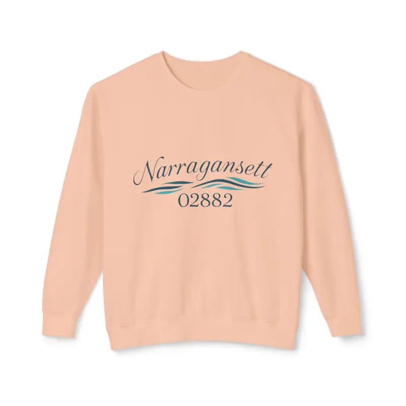Peach-colored Narragansett 02882 unisex lightweight crewneck sweatshirt, cozy and stylish