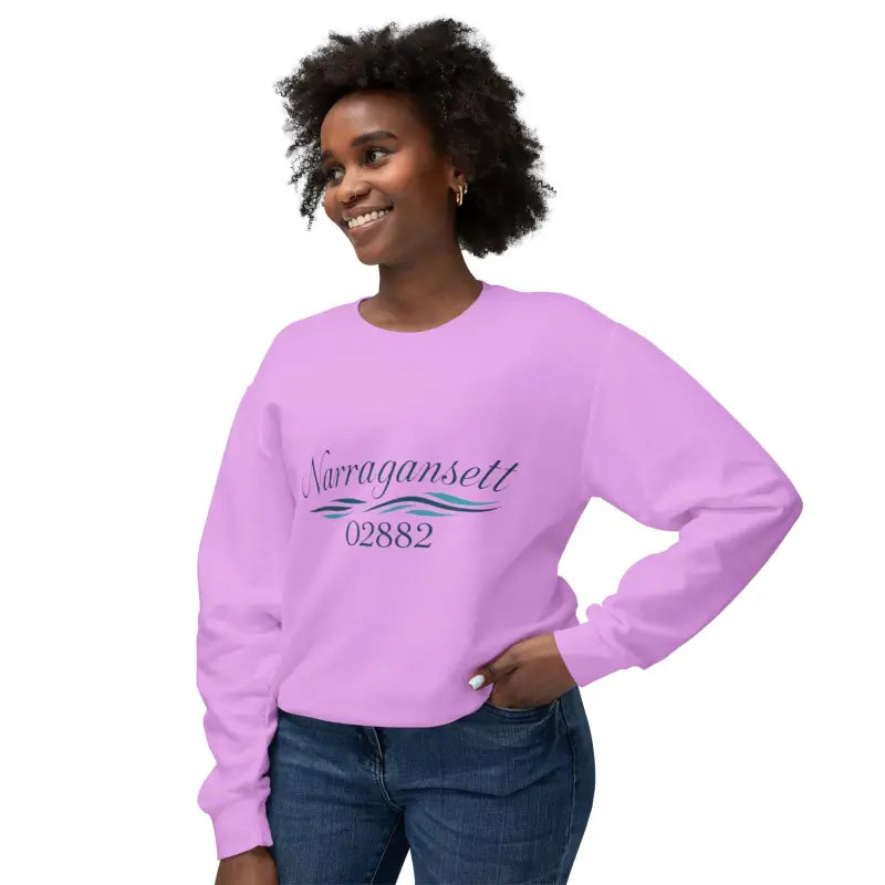Lilac sweatshirt from Narragansett 02882 Unisex Lightweight Crewneck for comfort and style
