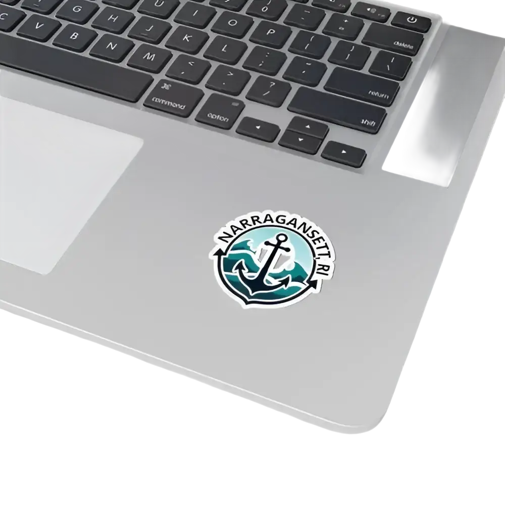 Nautical-themed sticker featuring Even Keel design from Narragansett RI