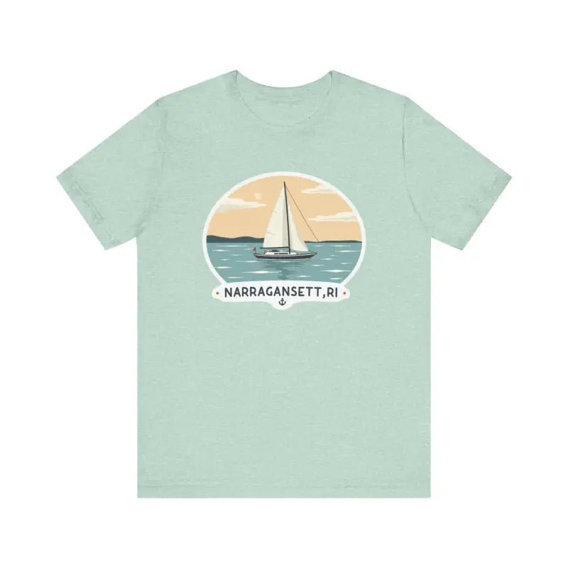 Light green Narragansett Sailing Tee unisex short sleeve T-shirt displayed on a mannequin