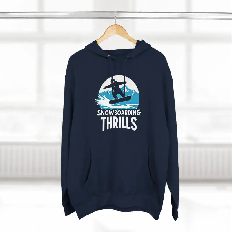 Navy Blue Snowboarding Fleece Hoodie for winter sports and outdoor activities