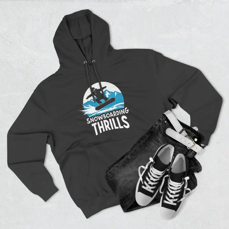 Gray hoodie with snowboarding graphic from Navy Blue Snowboarding Fleece Hoodie collection