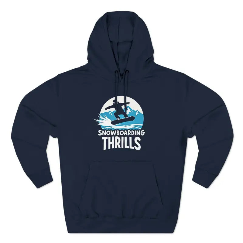 Navy Blue Snowboarding Fleece Hoodie for outdoor winter sports and casual wear