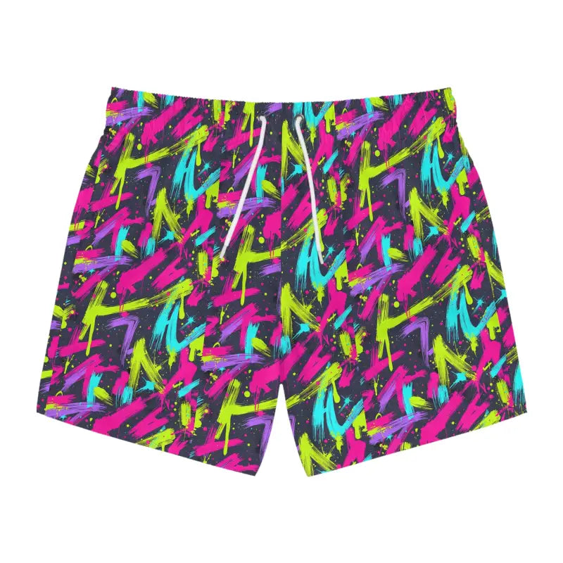 Colorful patterned swim trunks for summer beachwear in the Neon Splash collection