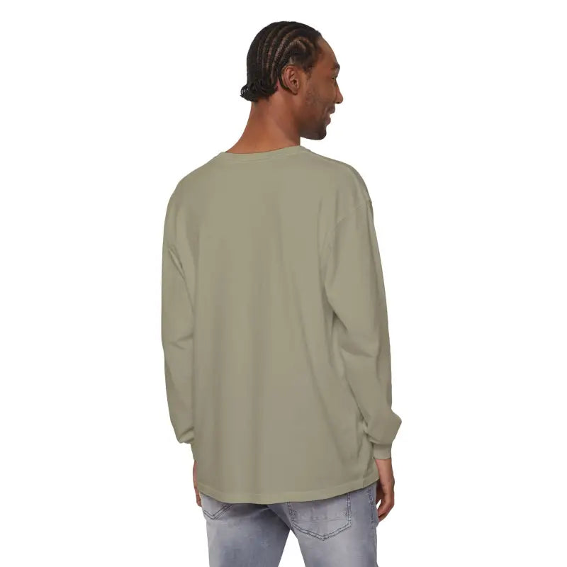 Man in Newport Beach Long Sleeve T Shirt and jeans showcasing relaxed coastal style
