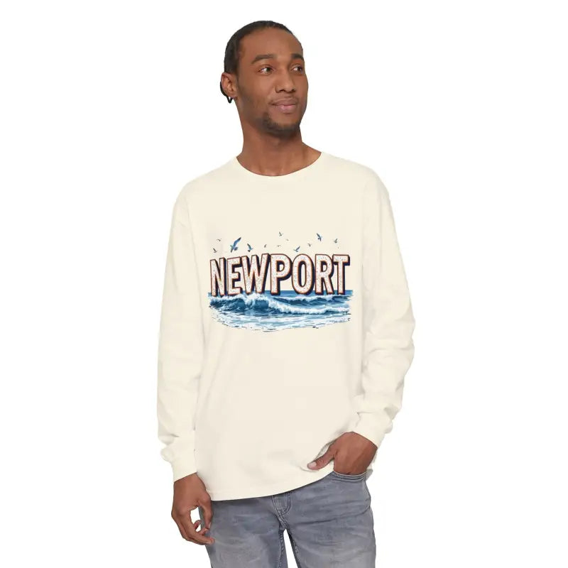 Long-sleeved Newport graphic shirt for relaxed coastal style