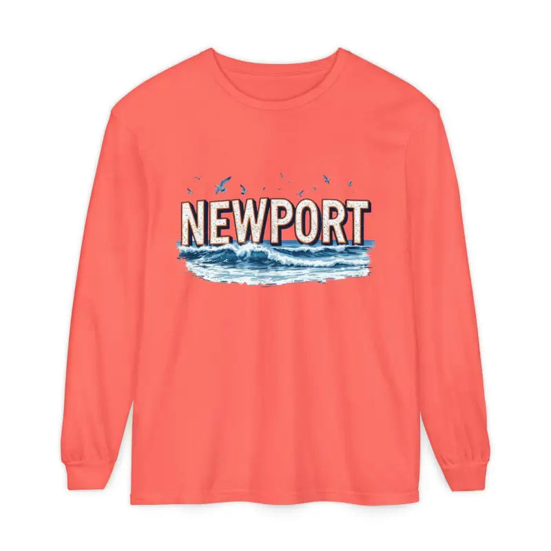 Salmon-colored long-sleeved shirt from Newport Beach Long Sleeve T Shirt collection