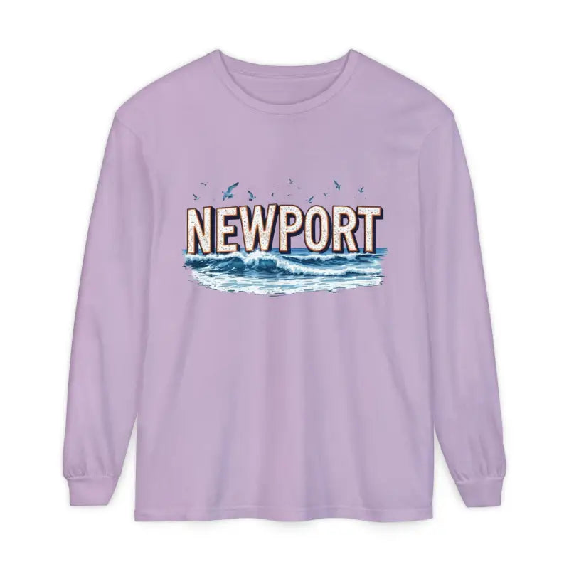 Lavender long-sleeved shirt in Newport Beach Long Sleeve T Shirt Relaxed Coastal Style