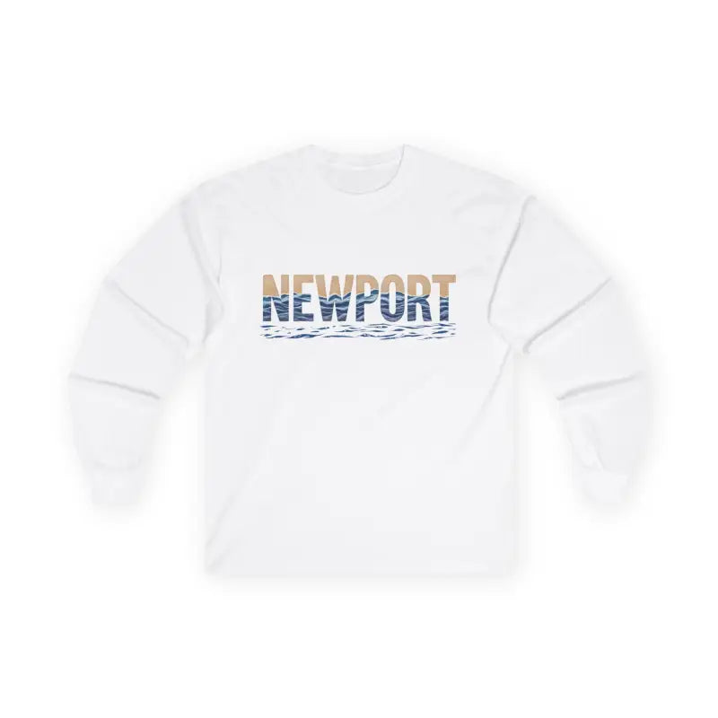 White long-sleeved Newport Coastal Vibes Unisex Shirt with stylish design