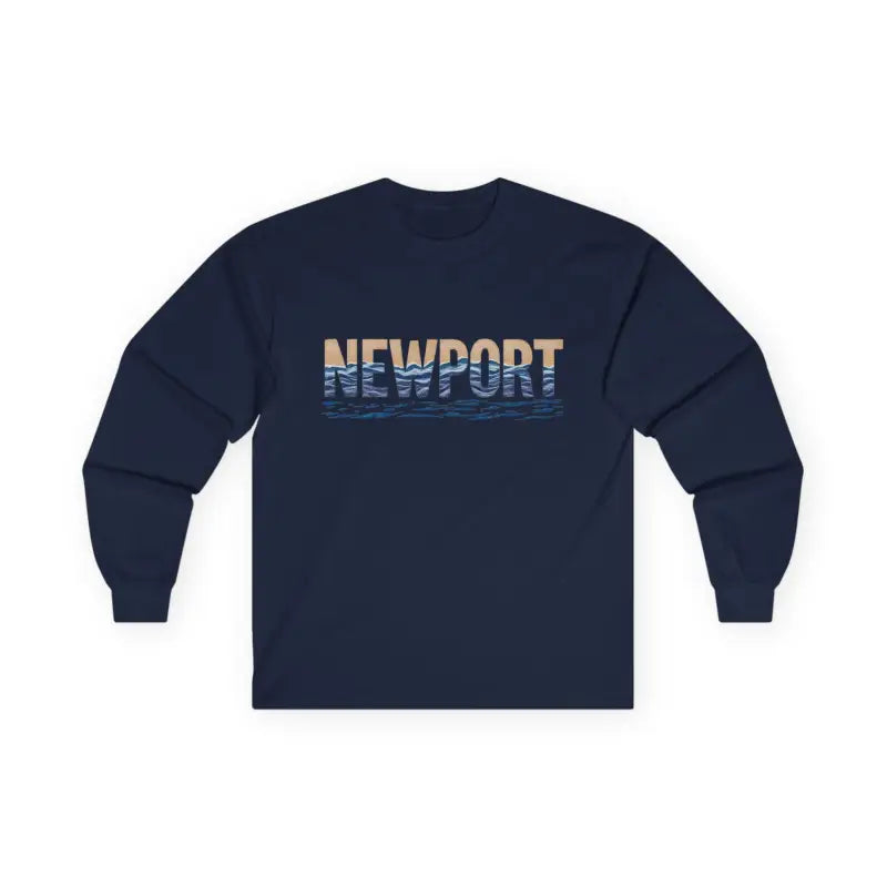 Navy long-sleeved Newport Coastal Vibes Unisex Shirt for stylish casual wear