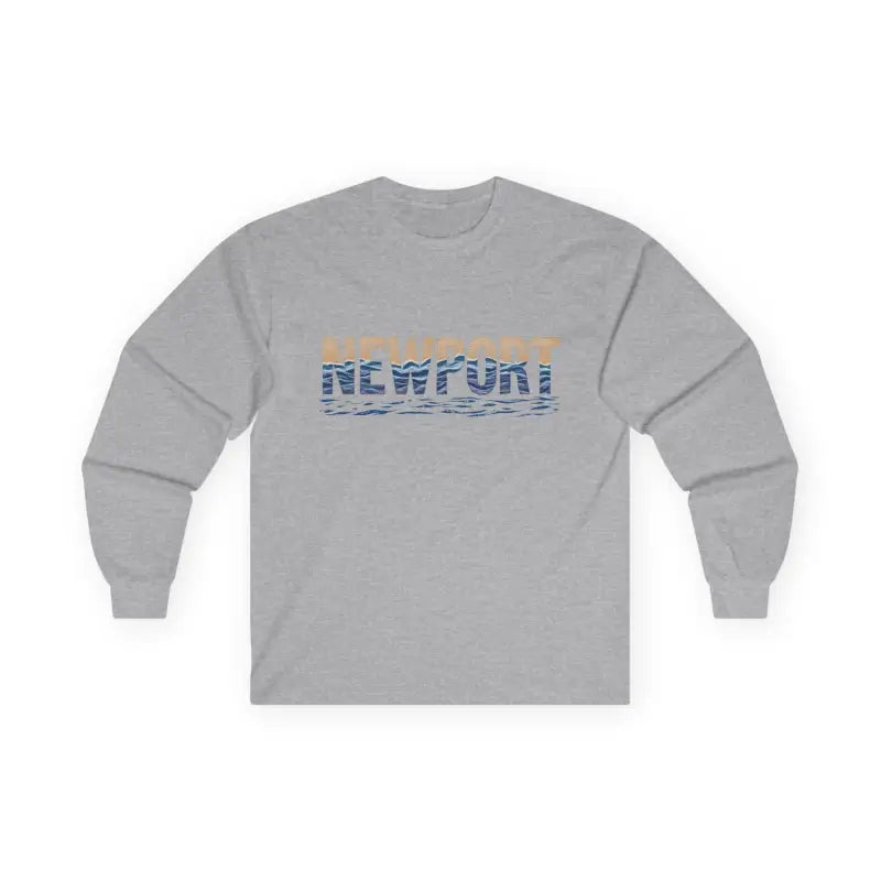 Gray long-sleeved shirt from Newport Coastal Vibes unisex apparel collection