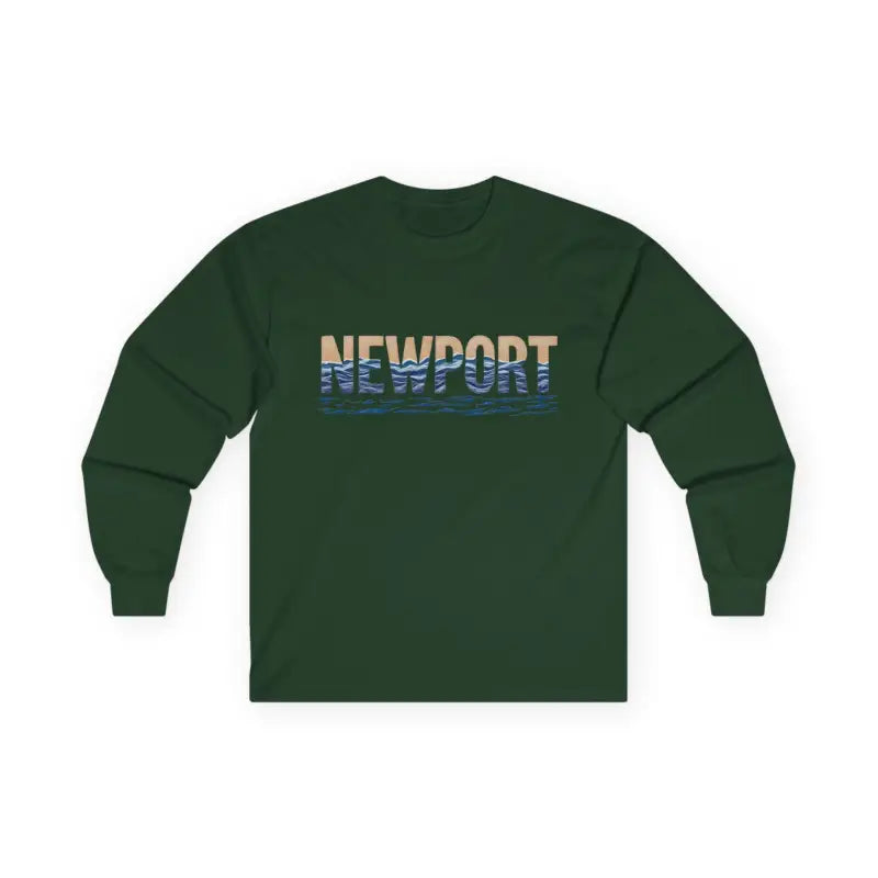Green long-sleeved Newport Coastal Vibes Unisex Shirt displayed on a neutral background