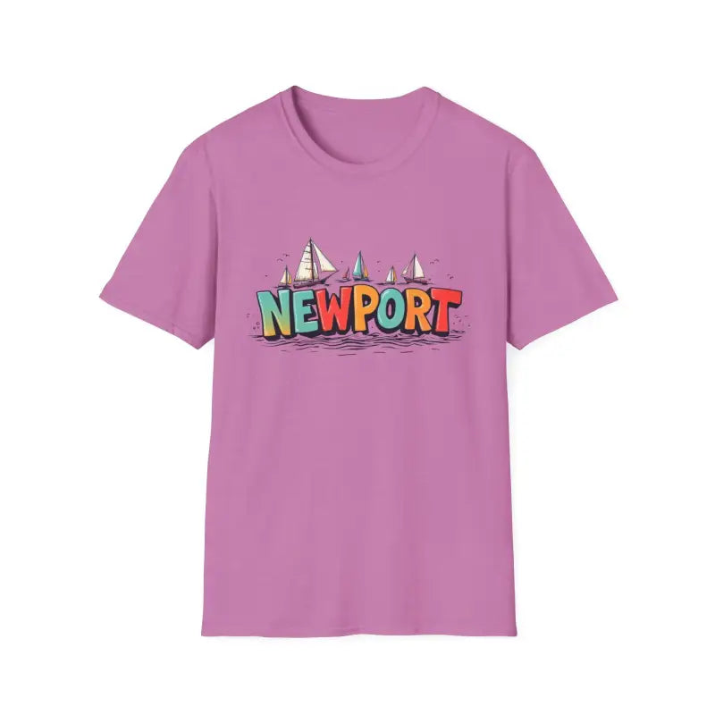 Lilac Newport Sailing Softstyle Unisex T-Shirt featuring Newport graphic design