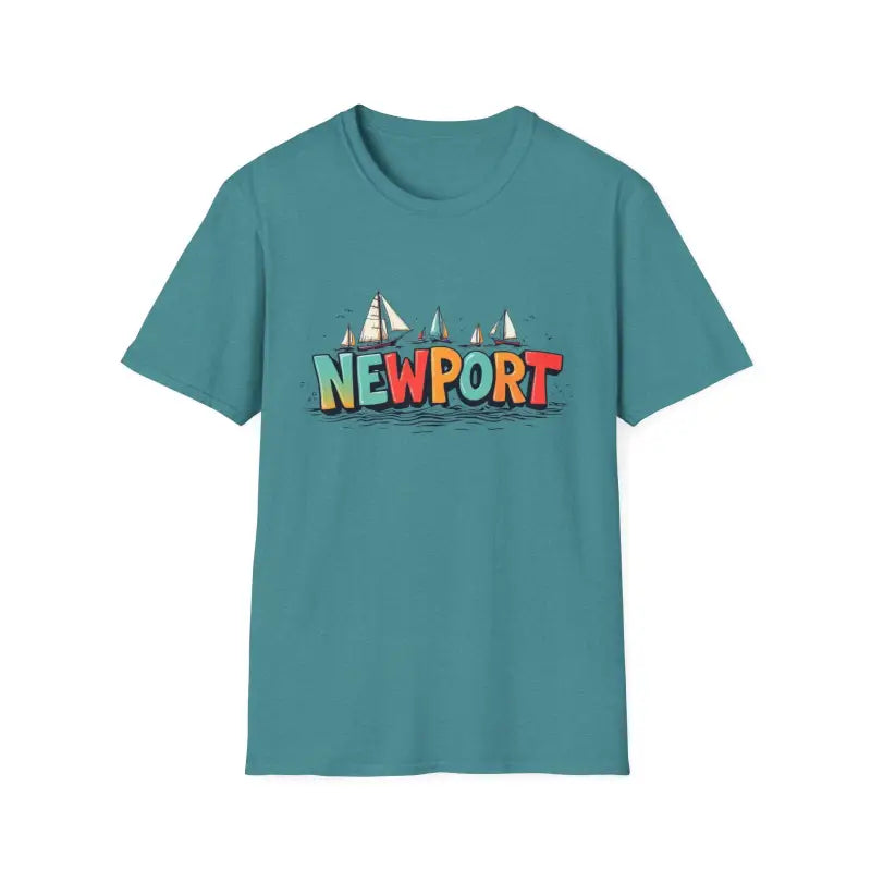 Teal Newport Sailing Softstyle Unisex T-Shirt featuring vibrant graphic design