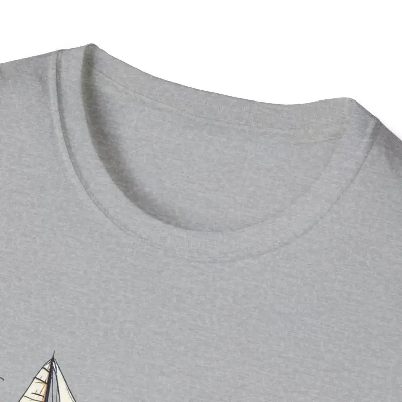 Gray t-shirt neckline detail of Newport Sailing Softstyle Unisex T Shirt