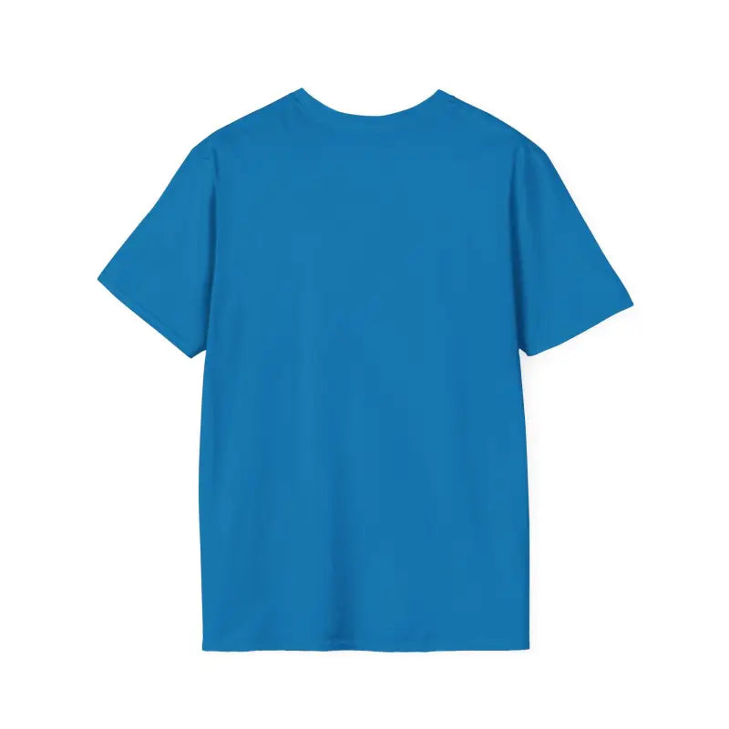 Blue short-sleeved Newport Sailing Softstyle Unisex T-Shirt on display