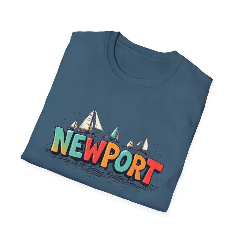 Folded blue t-shirt from Newport Sailing Softstyle Unisex T Shirt collection