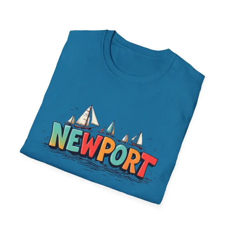 Folded blue t-shirt from Newport Sailing Softstyle Unisex T Shirt collection