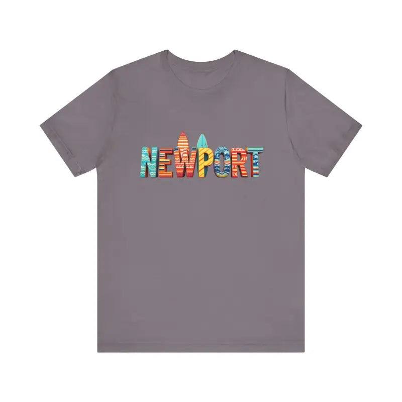Gray Newport Surfing Inspired Unisex Jersey Tee for casual wear and beach activities