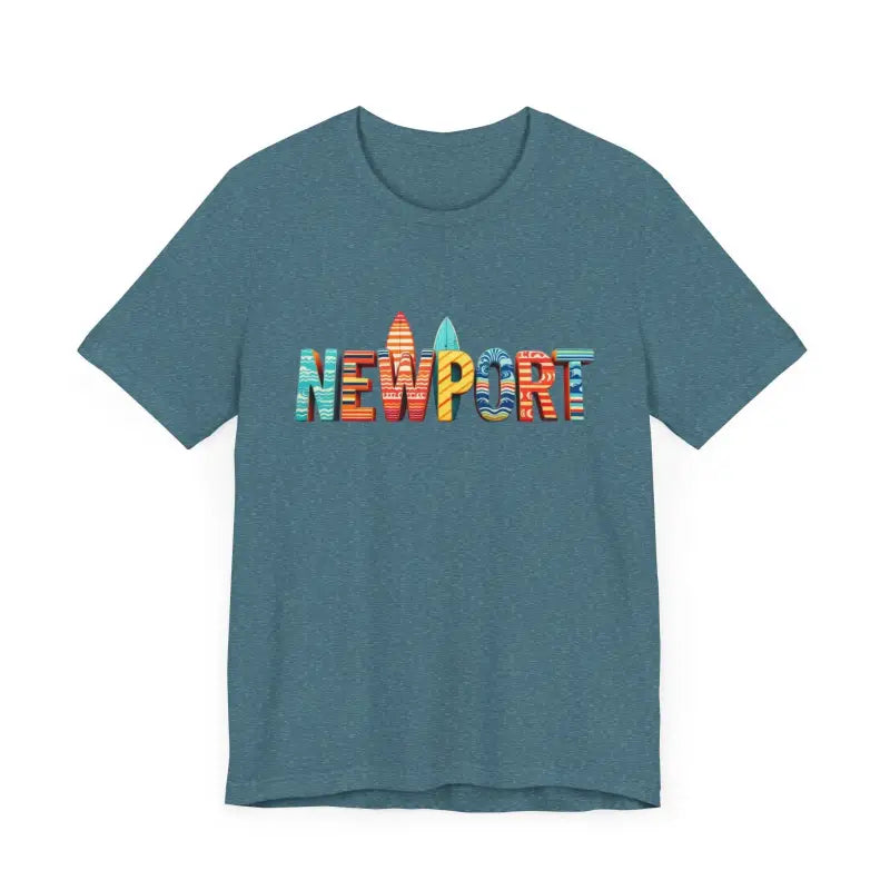 Blue Newport graphic t-shirt from Newport Surfing Inspired Unisex Jersey Tee collection
