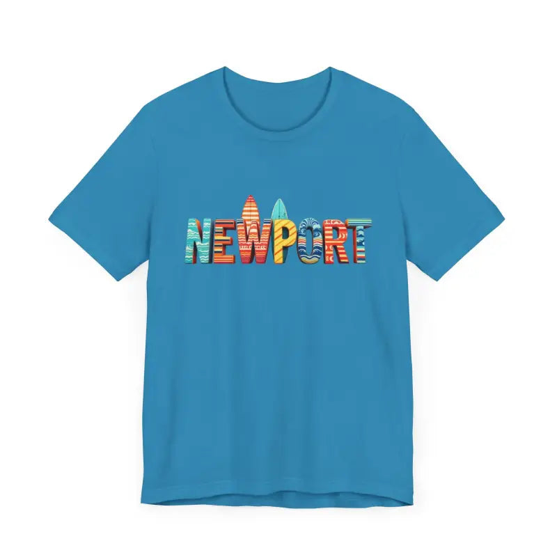 Blue Newport graphic t-shirt from Newport Surfing Inspired Unisex Jersey Tee collection