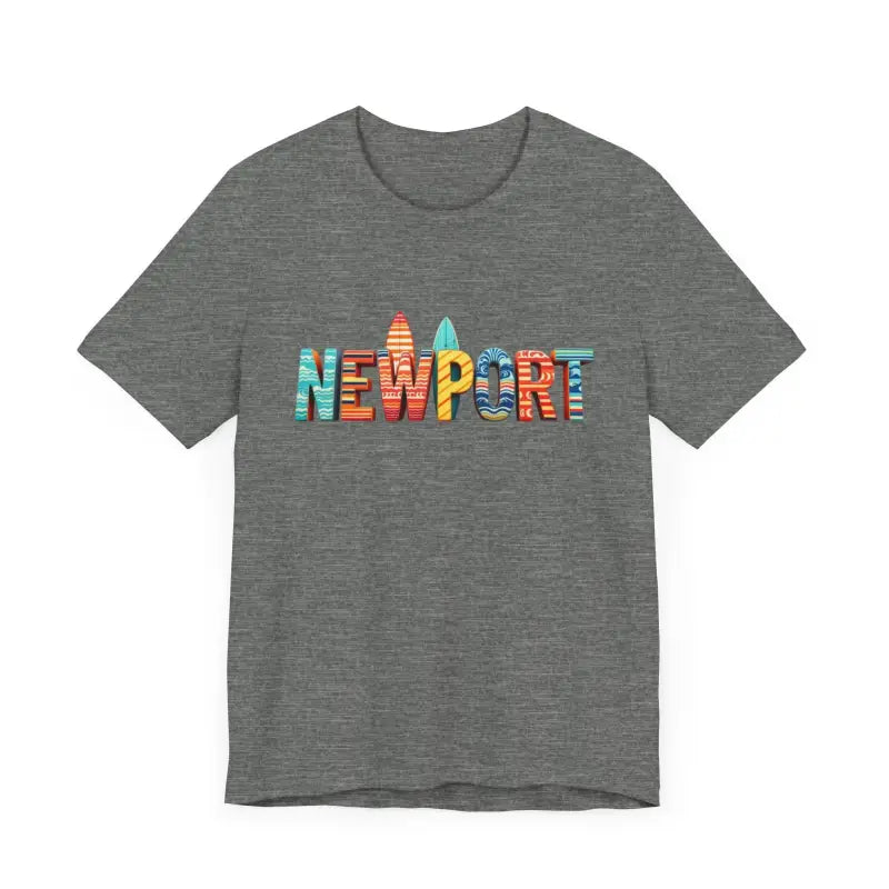 Gray Newport Surfing Inspired Unisex Jersey Tee featuring a unique design