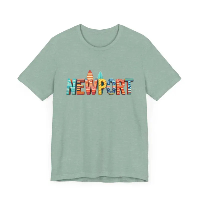 Light green Newport design t-shirt in Newport Surfing Inspired Unisex Jersey Tee