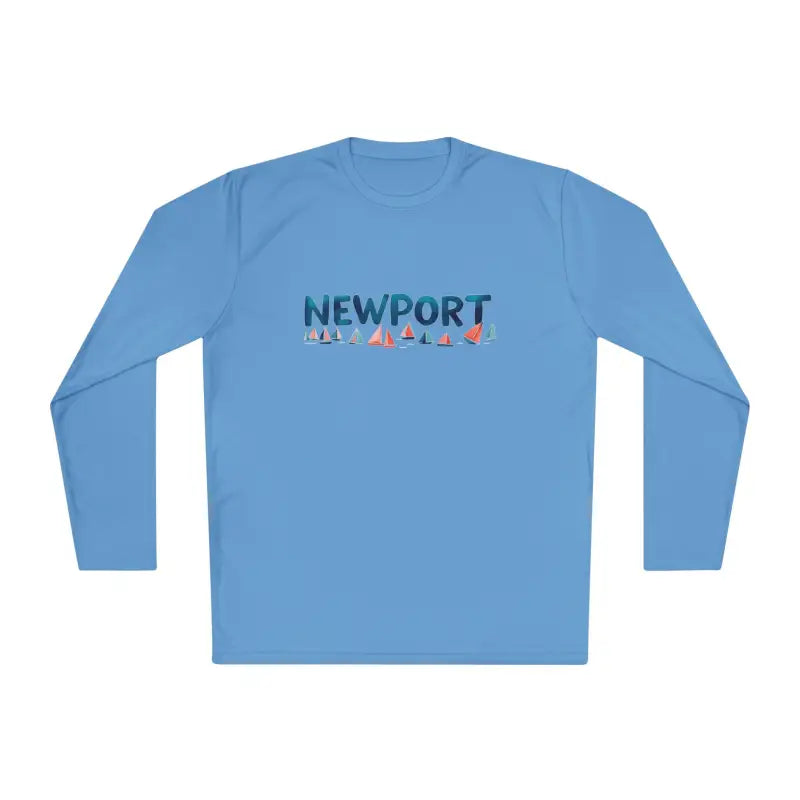 Light blue Newport Unisex Lightweight Long Sleeve Tee displayed on a neutral background