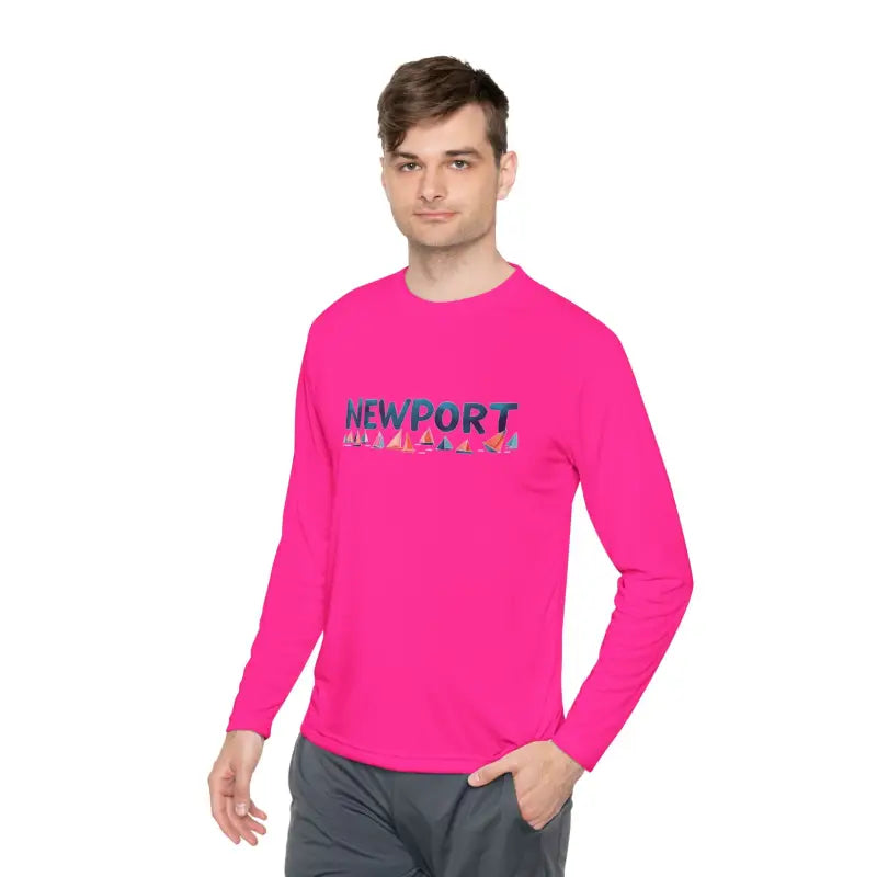 Pink Newport Unisex Lightweight Long Sleeve Tee for comfortable casual wear