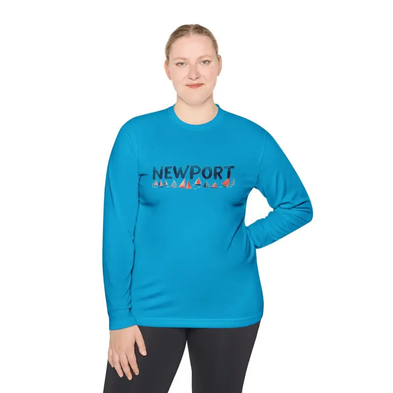 Blue long-sleeved shirt from Newport Unisex Lightweight Long Sleeve Tee collection
