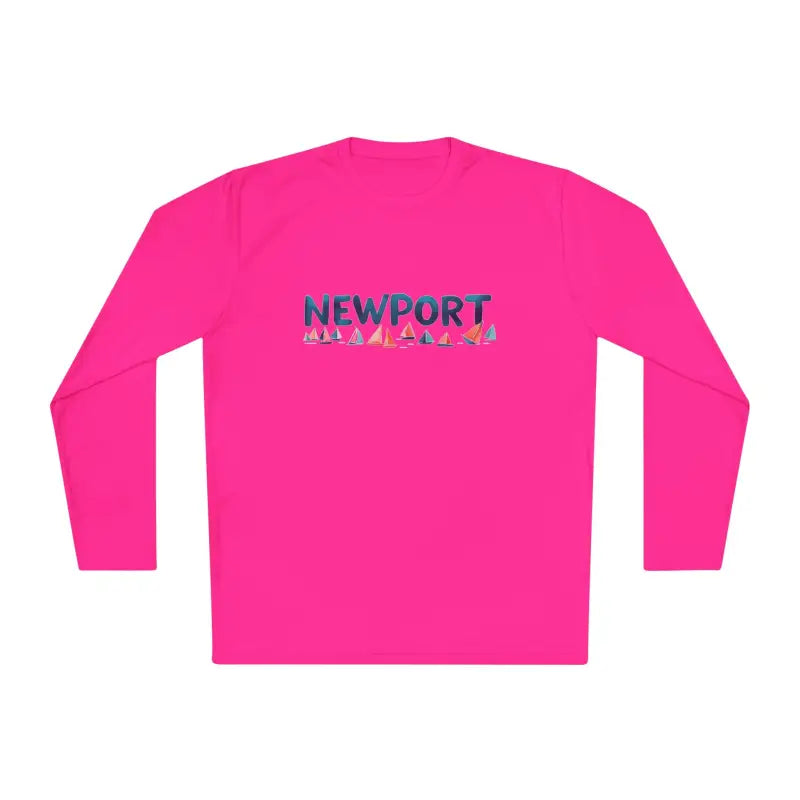 Pink long-sleeved Newport Unisex Lightweight Long Sleeve Tee for stylish comfort