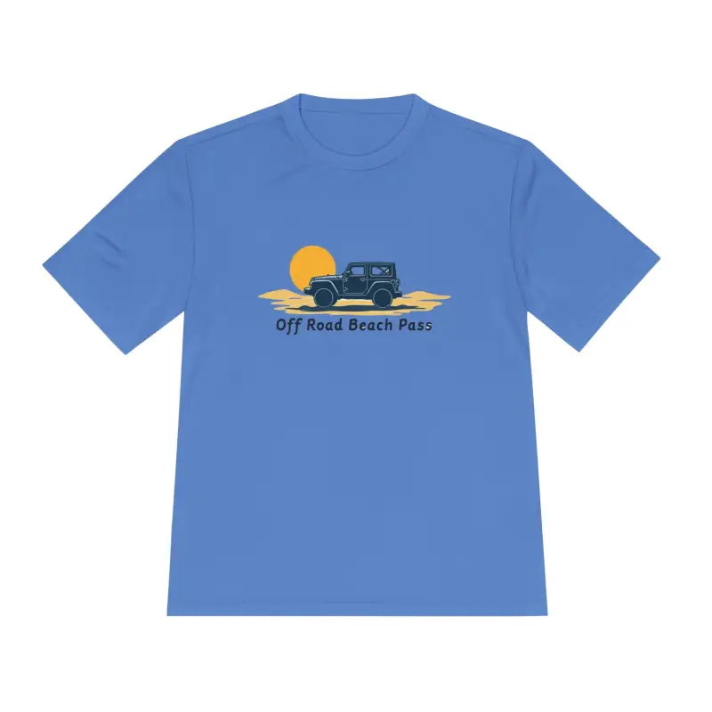 Blue Off Road Beach Pass Moisture Wicking T-Shirt for outdoor activities and comfort