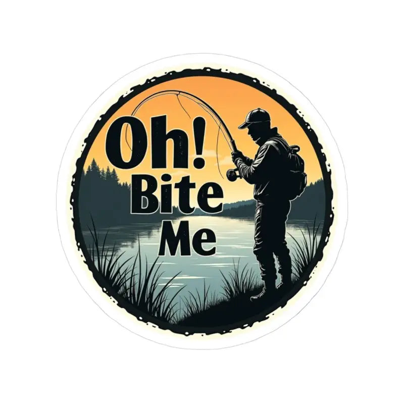 Humorous Oh Bite Me Fishing Sticker Durable Vinyl Decal for fishing enthusiasts
