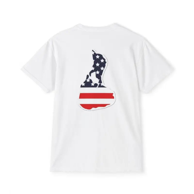 White T-shirt featuring American flag map, part of Patriotic Unisex T-Shirt Collection