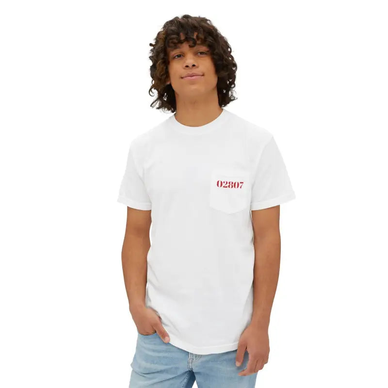 White pocket t-shirt from the Patriotic Unisex T-Shirt Collection for casual wear