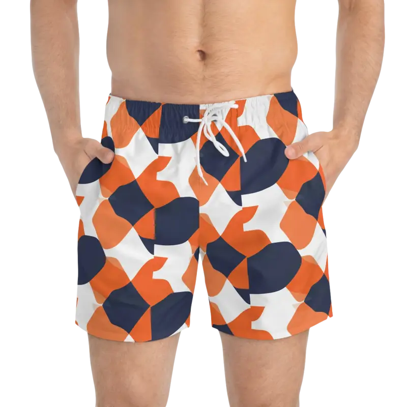 Patterned Swim Trunks featuring vibrant designs suitable for stylish beachwear