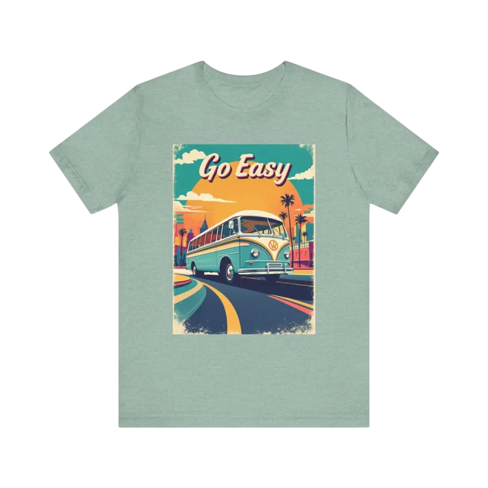 Seafoam-colored t-shirt from the Peach Retro Bus Unisex Jersey Tee collection