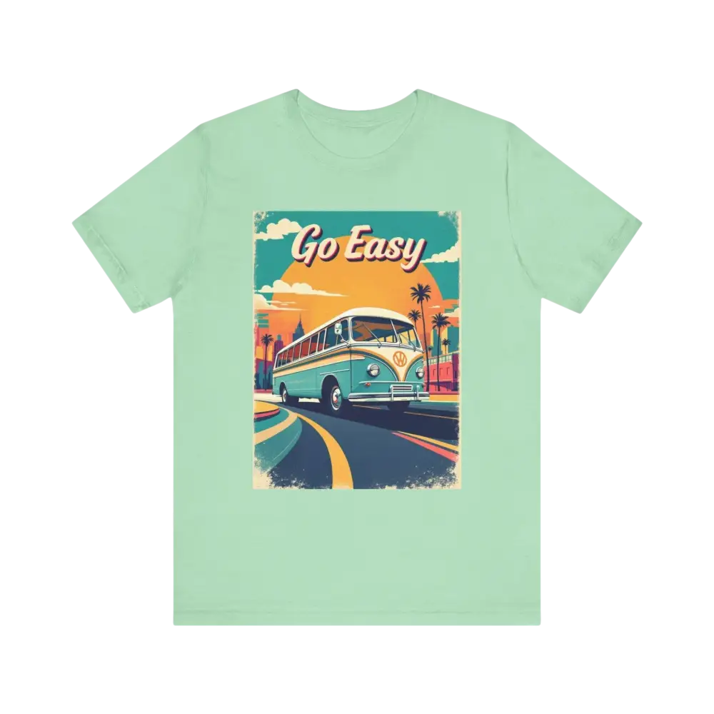 Mint-green t-shirt from the Peach Retro Bus Unisex Jersey Tee collection