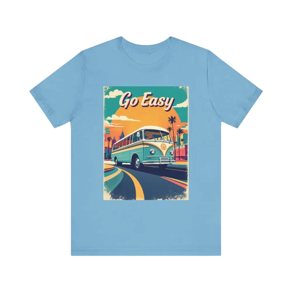 Light blue t-shirt from the Peach Retro Bus Unisex Jersey Tee collection