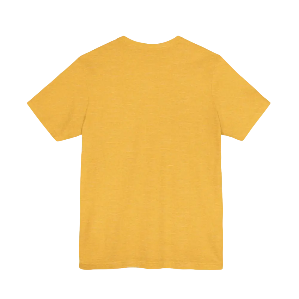Mustard-colored t-shirt from the Peach Retro Bus Unisex Jersey Tee collection