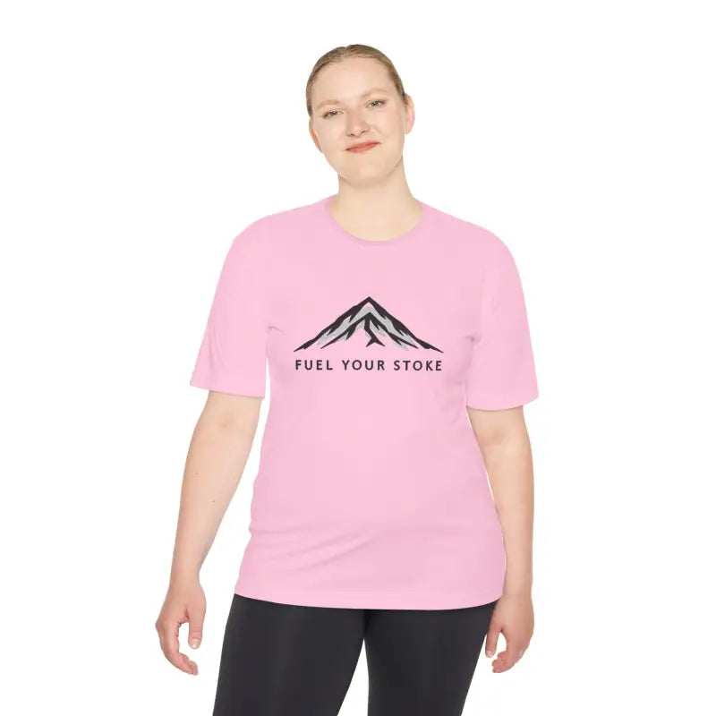 Pink Performance Mountain Graphic T Shirt featuring a stylish mountain design