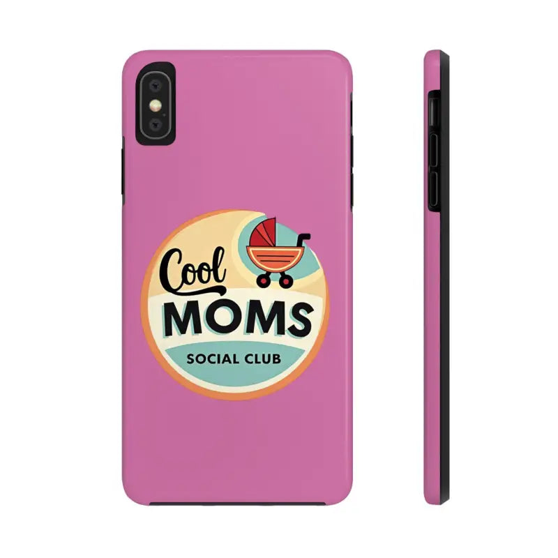 Pink iPhone 16 Tough Phone Case featuring Cool Moms Social Club design