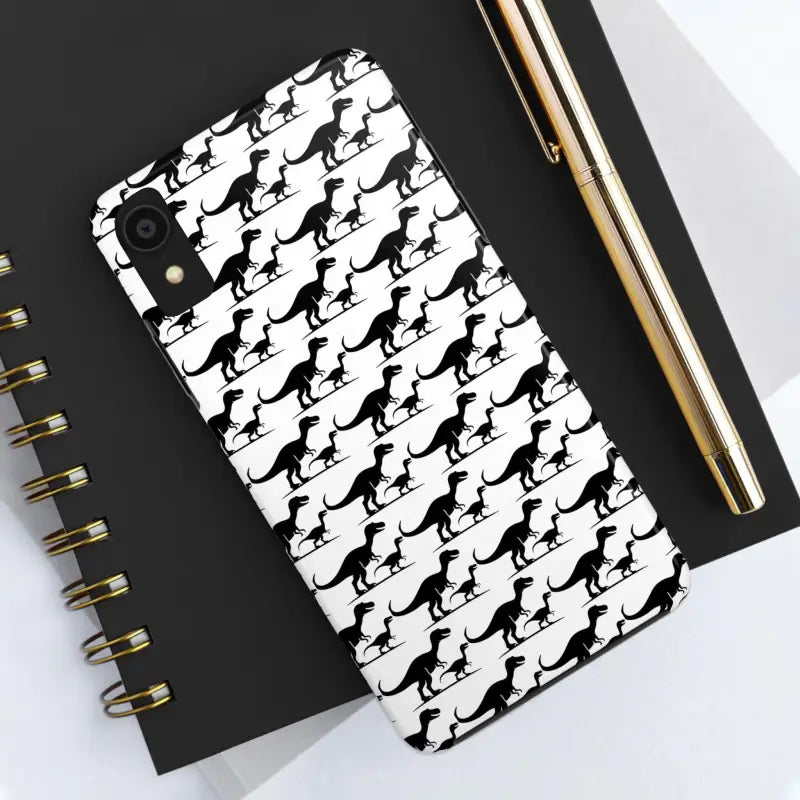 Dinosaur-patterned phone case for iPhone 16 featuring a vibrant prehistoric design