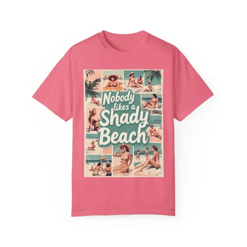 Pink Retro Beach Collage T Shirt featuring a vibrant beach-themed graphic design