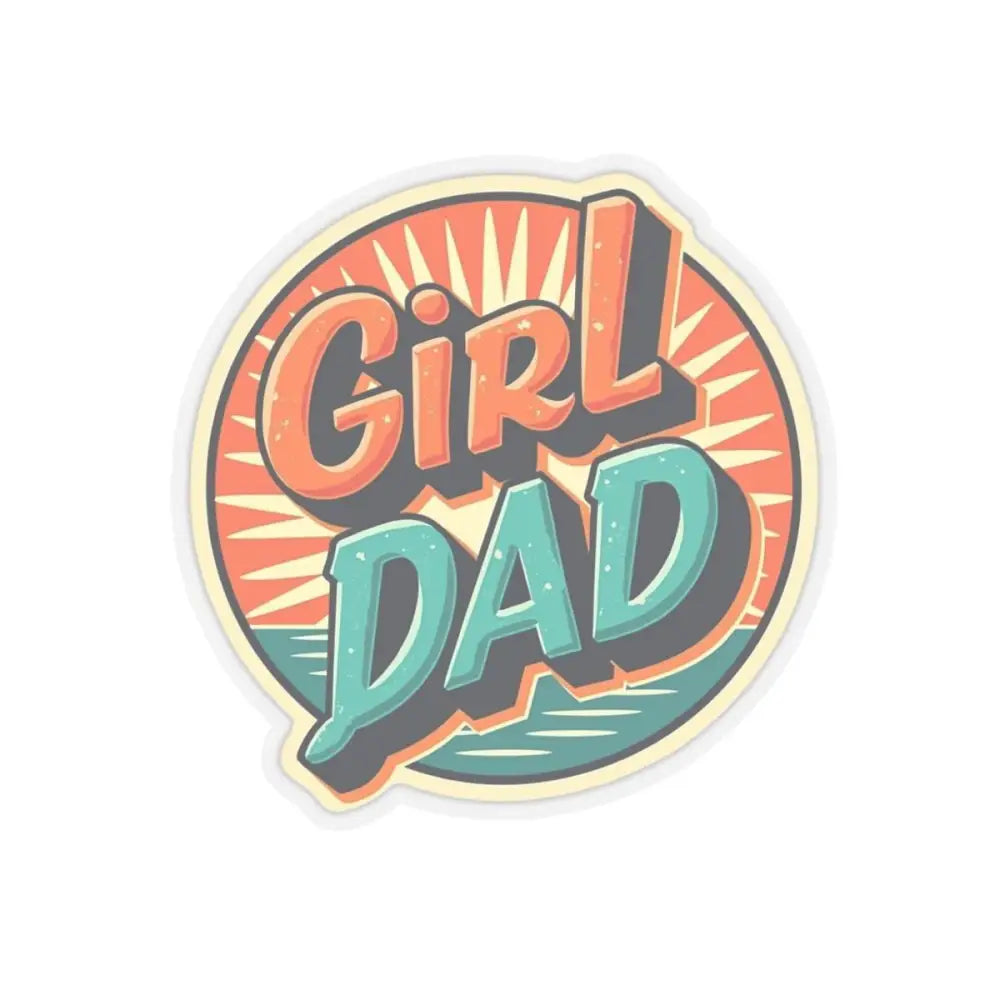 Retro Girl Dad Sticker featuring a vibrant sunburst design for proud fathers