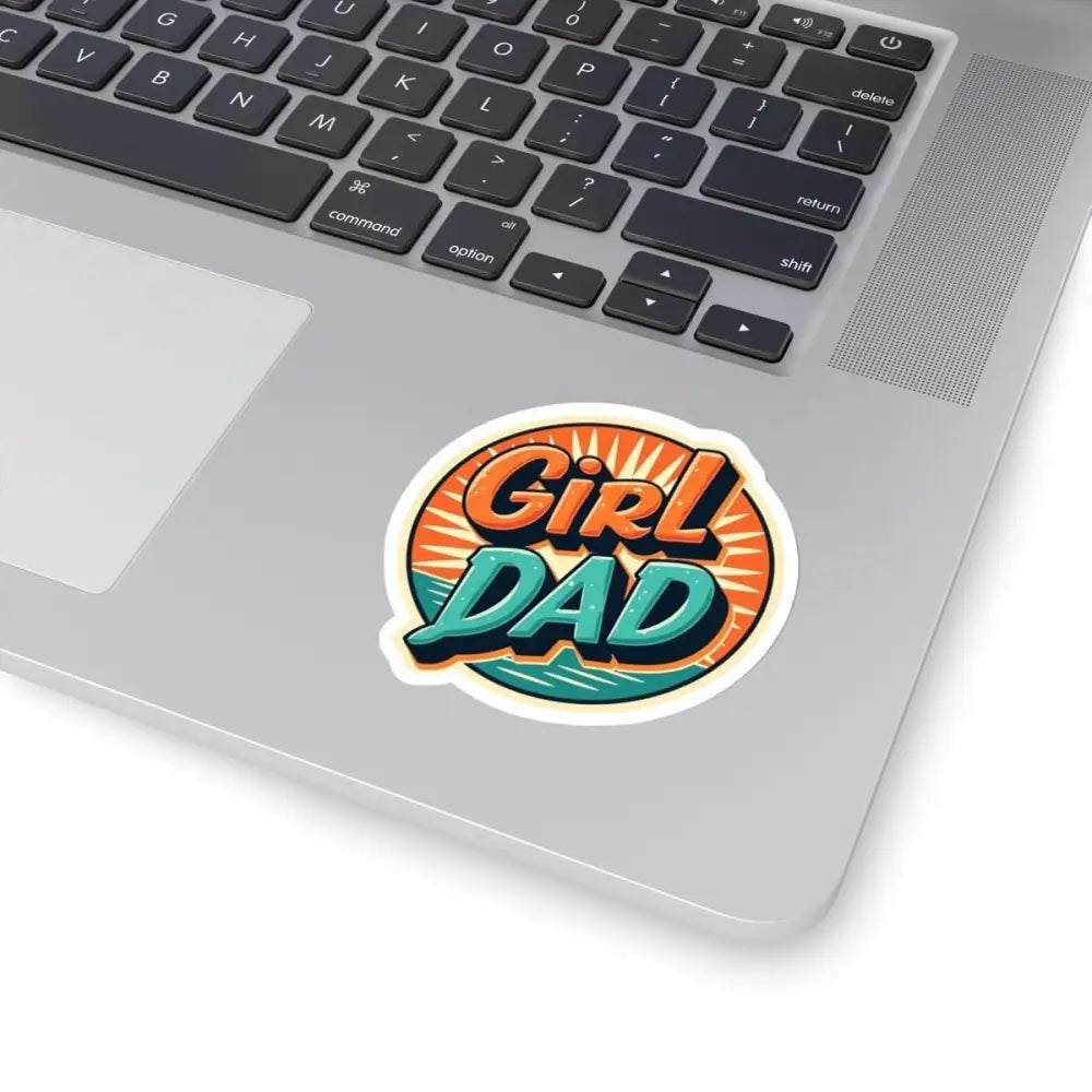 Retro Girl Dad Sticker featuring a vibrant sunburst design and playful typography