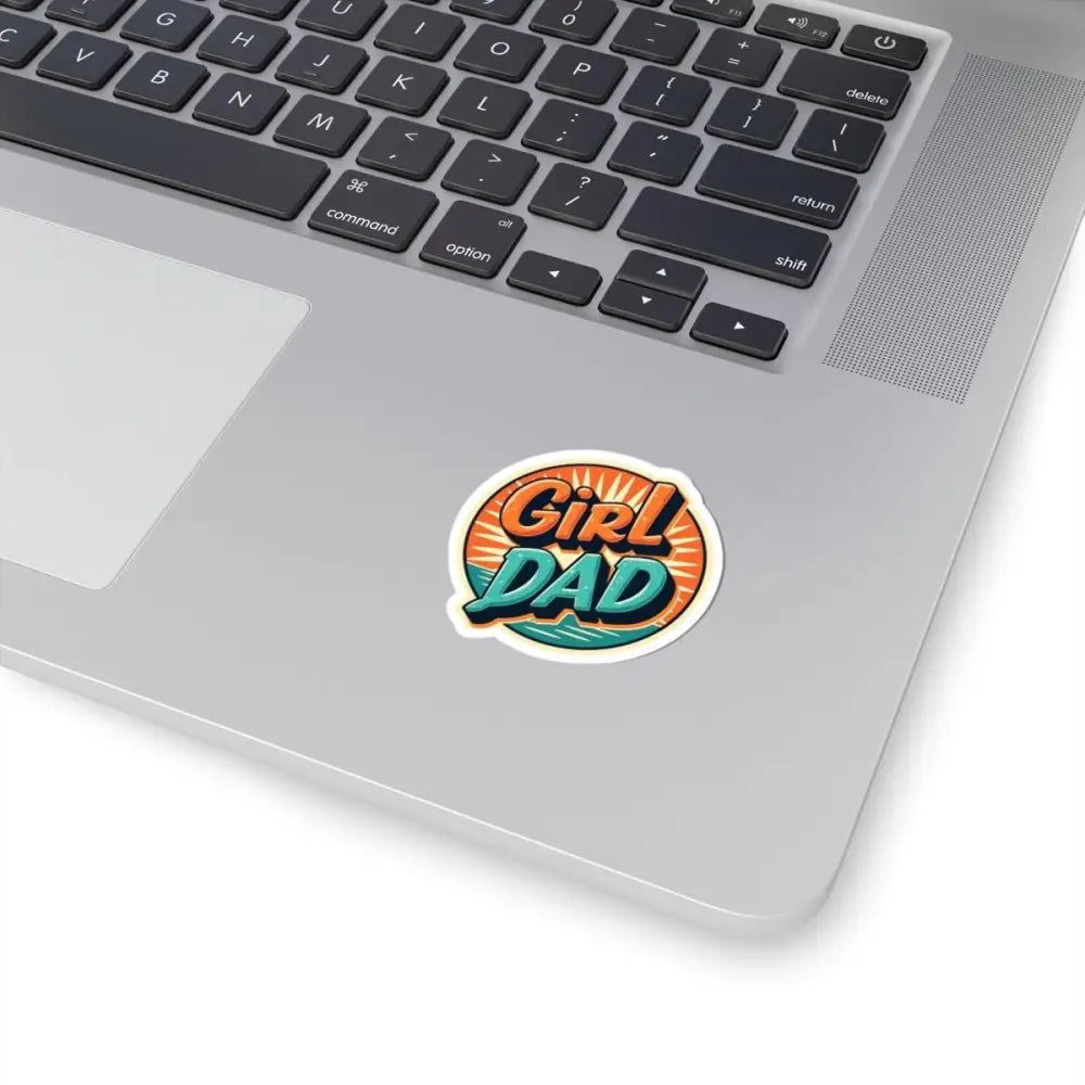 Round Girl Dad sticker featuring a vibrant retro sunburst design